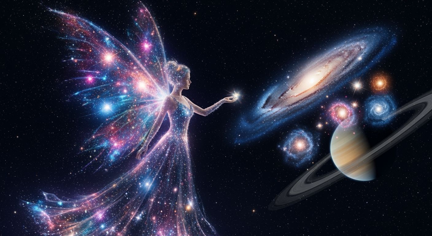 Starlight Fairy Dances Among Twinkling Stars