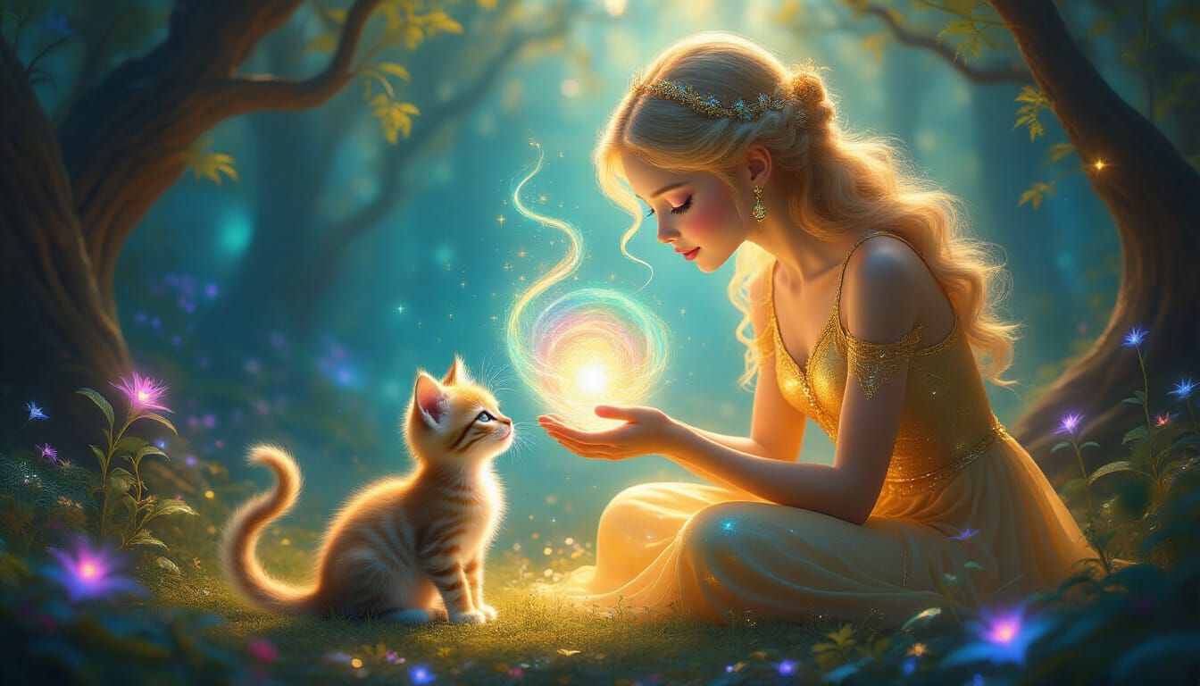 Magical Girl Transforms Kitten into Giraffe