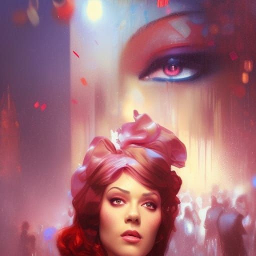 Detailed Portrait in Art Nouveau Style