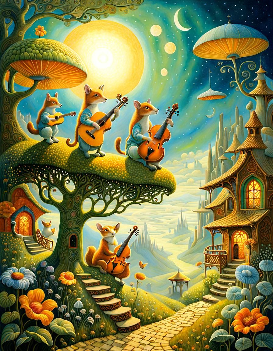 The Musicians of Bremen in Whimsical Style