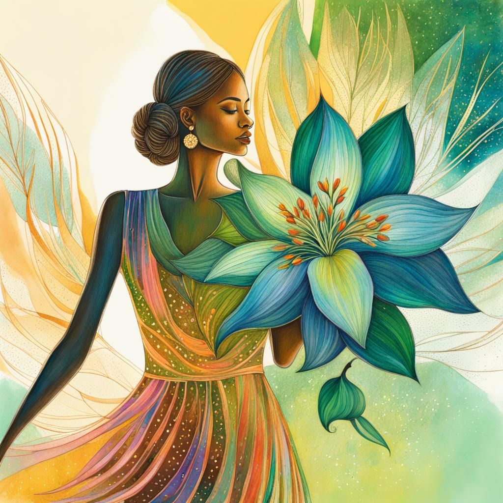 Joyful Summer Bouquet in Art Brut Style