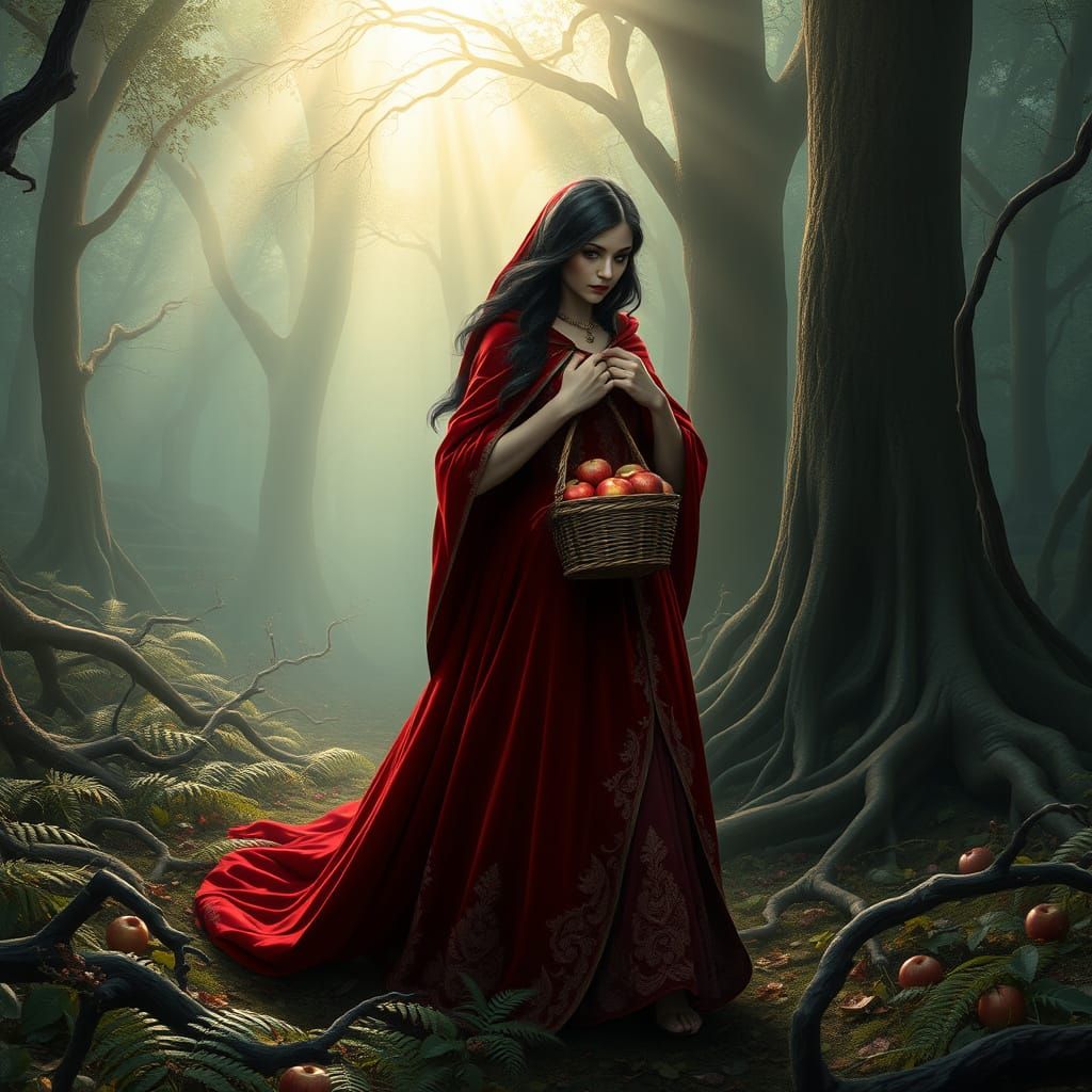 Gothic Princess Walks Through a Haunting Forest