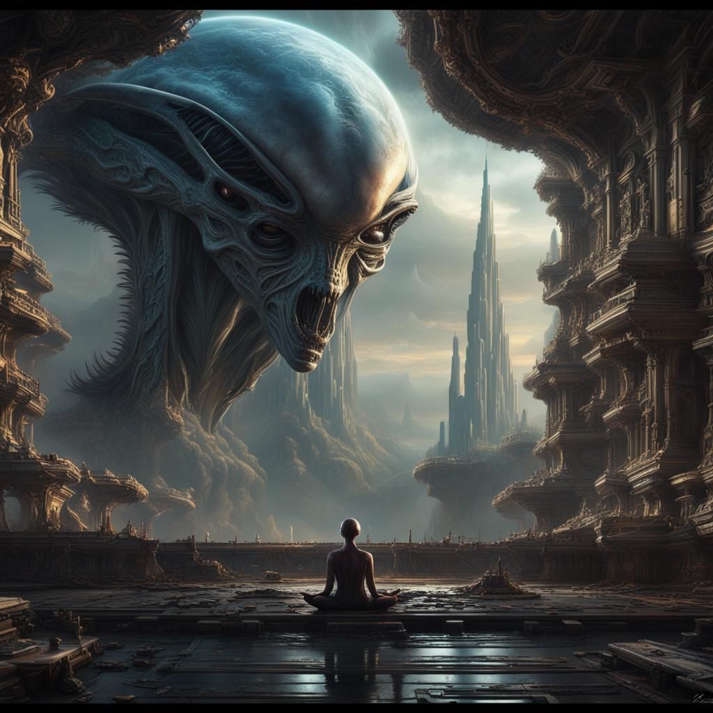 Alien Meditation: Epic Digital Matte Painting
