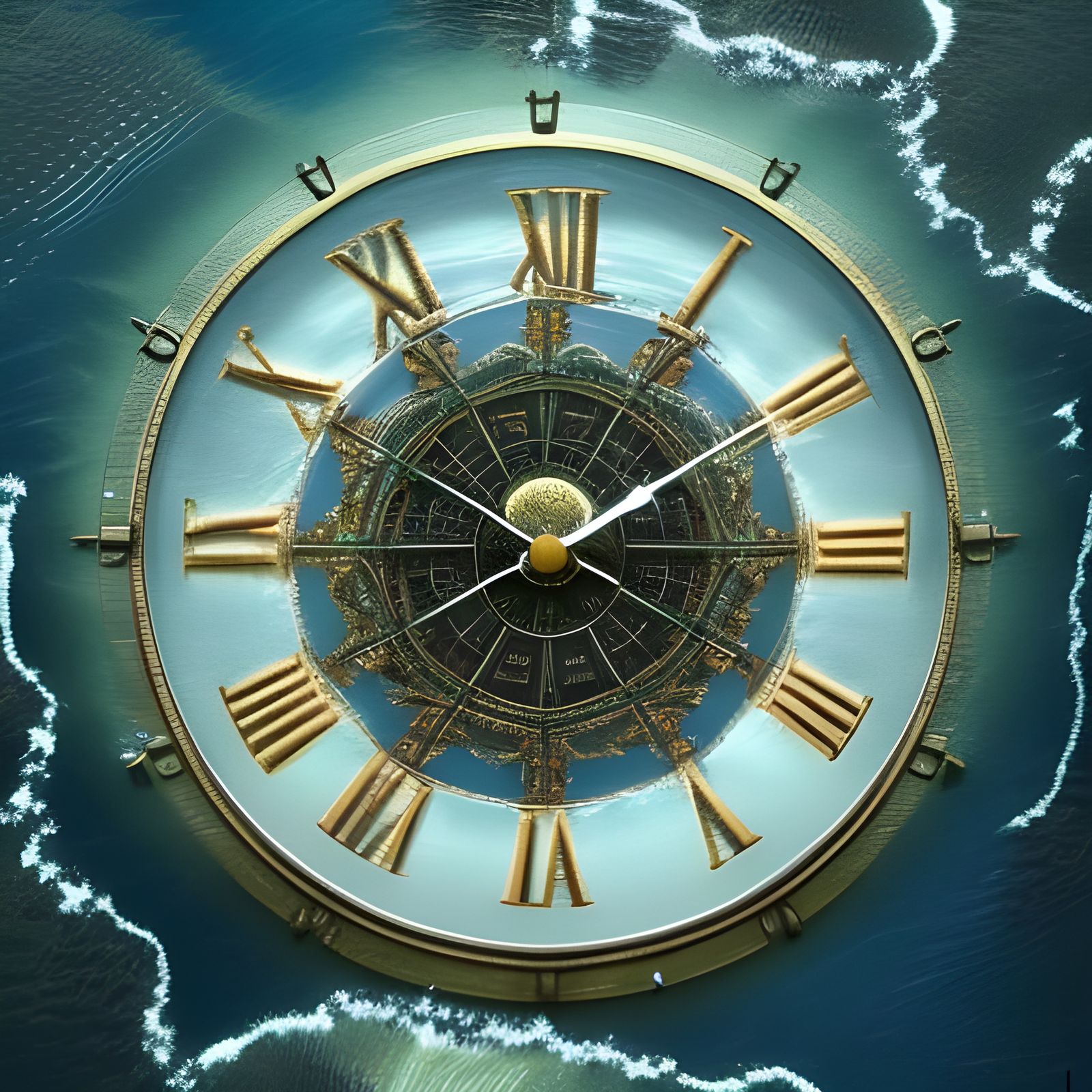 Clock Face on Water: A Digital Painting
