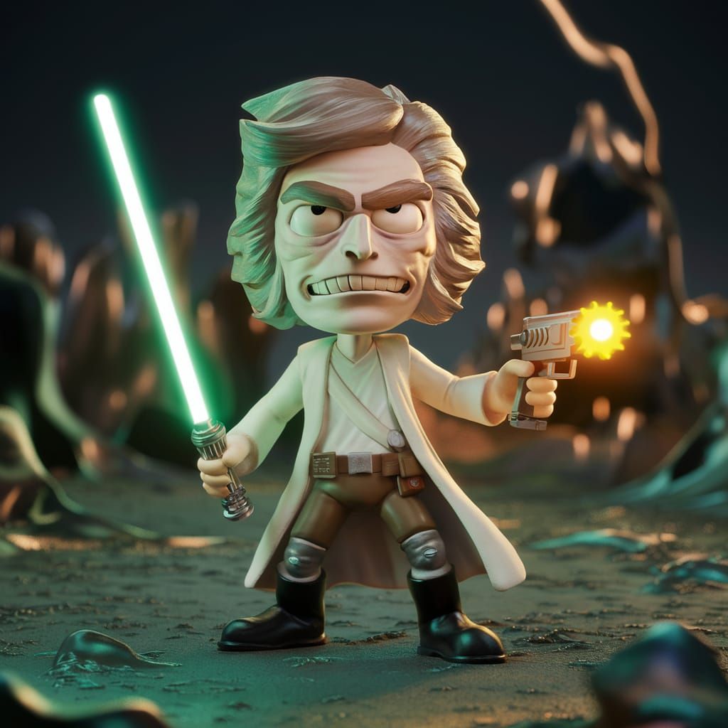 Luke Skywalker in Rick and Morty Style