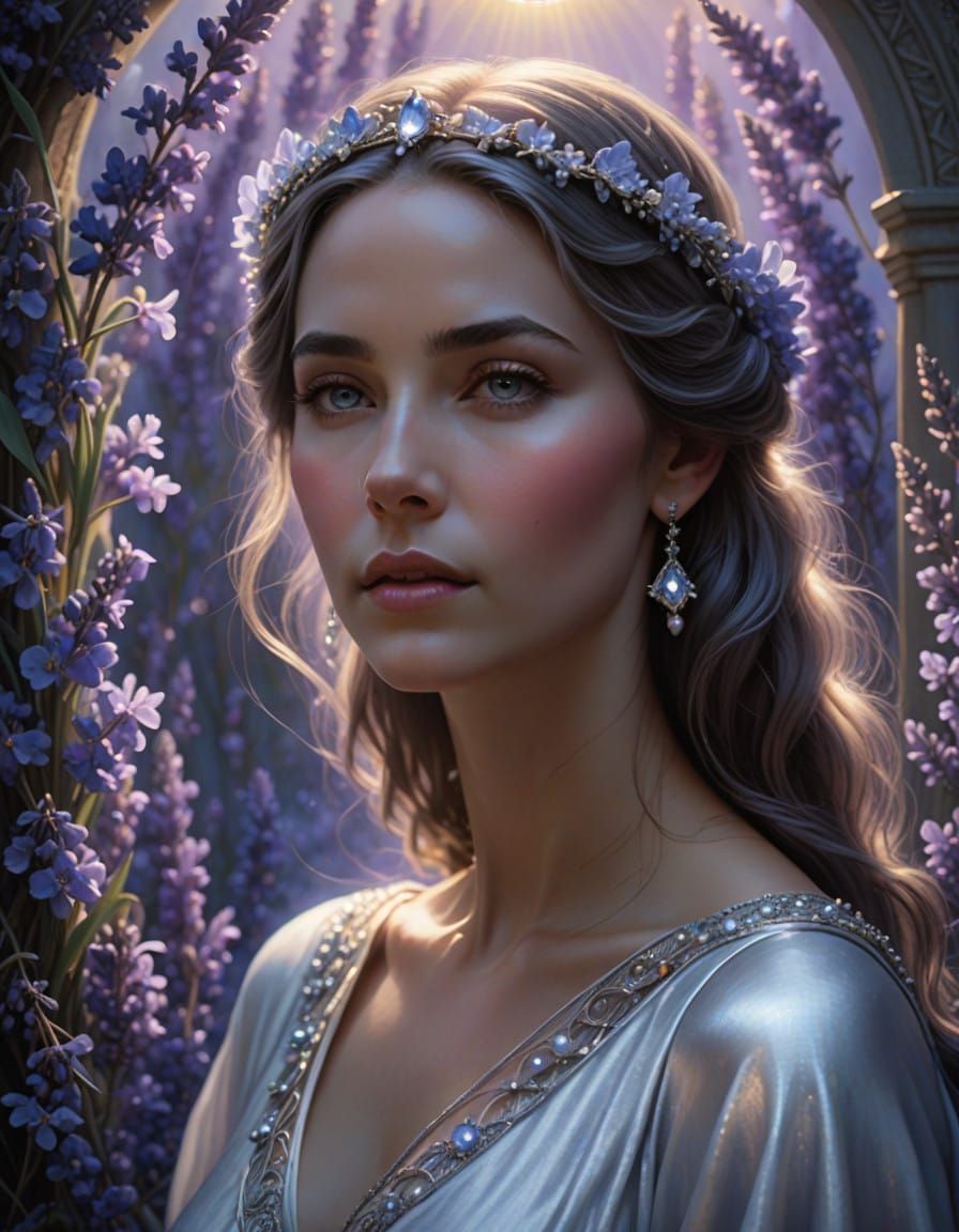 Ethereal Woman in Shimmering Paradise