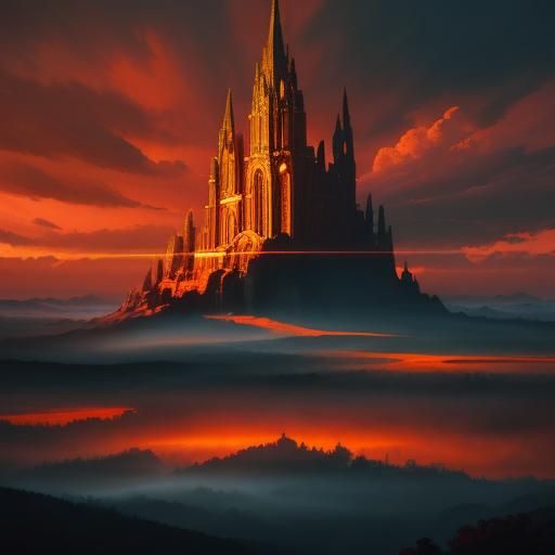 Mystical Cityscape at Dusk: Digital Matte Painting