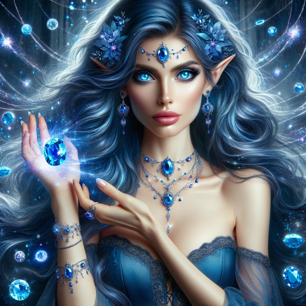 Celestial Elf Sorceress with Sapphire Magic