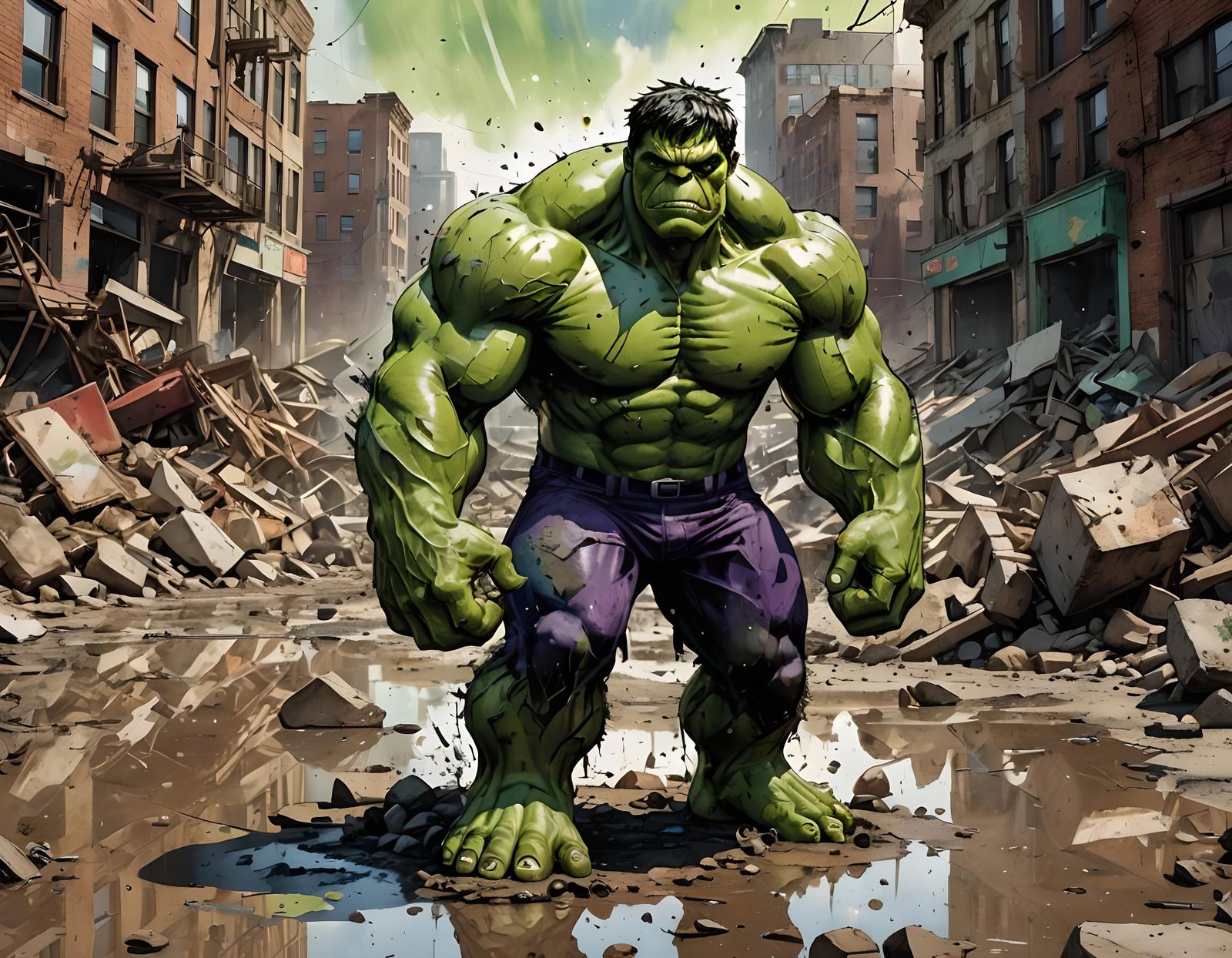 Hulk in Wasteland: Hyperrealistic Concept Art
