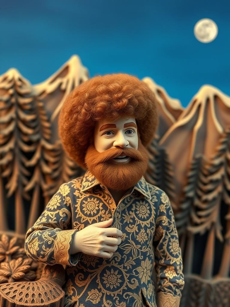 Tiny Bob Ross in Brocaded Paisley Lace