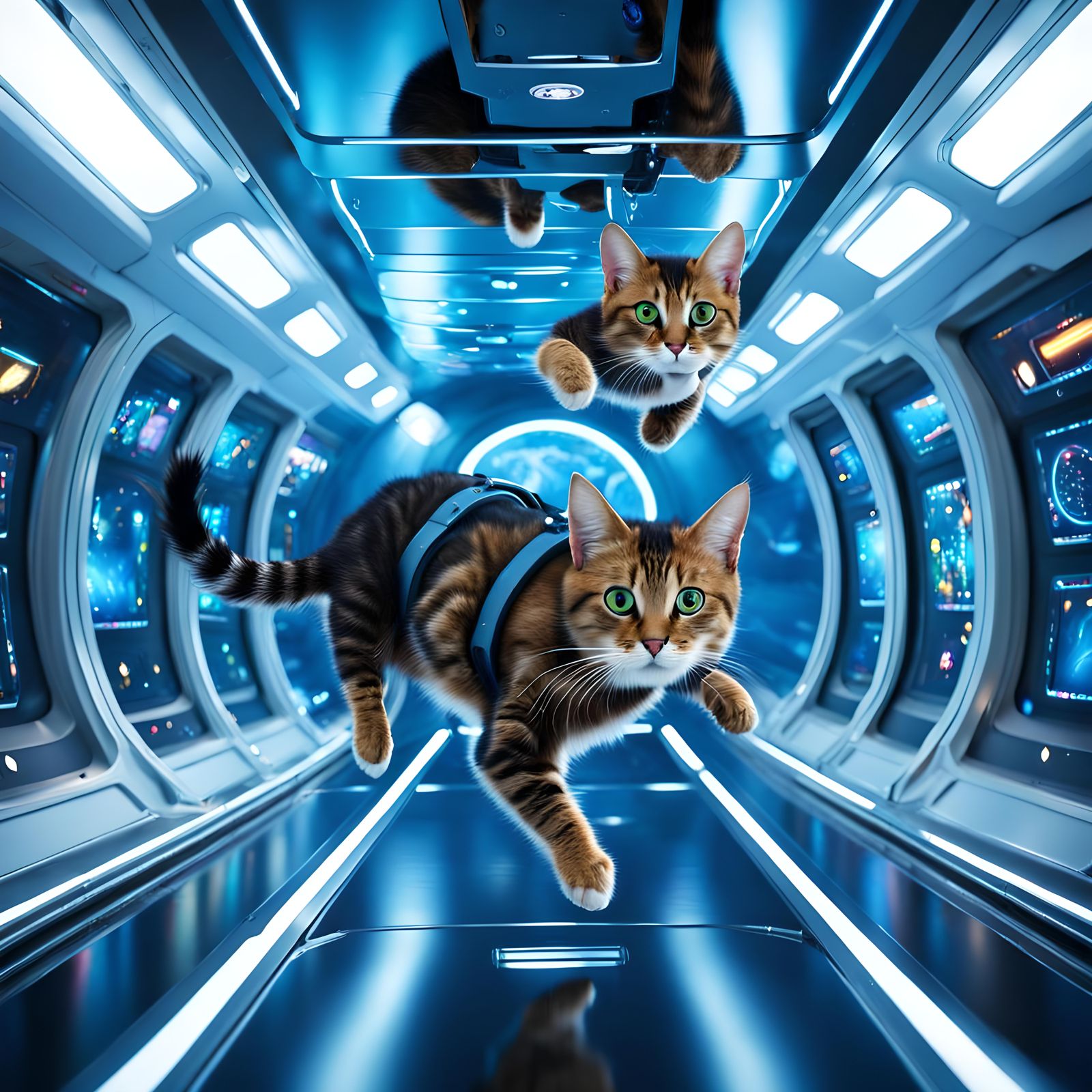 Cats in Zero Gravity: Detailed Matte Painting