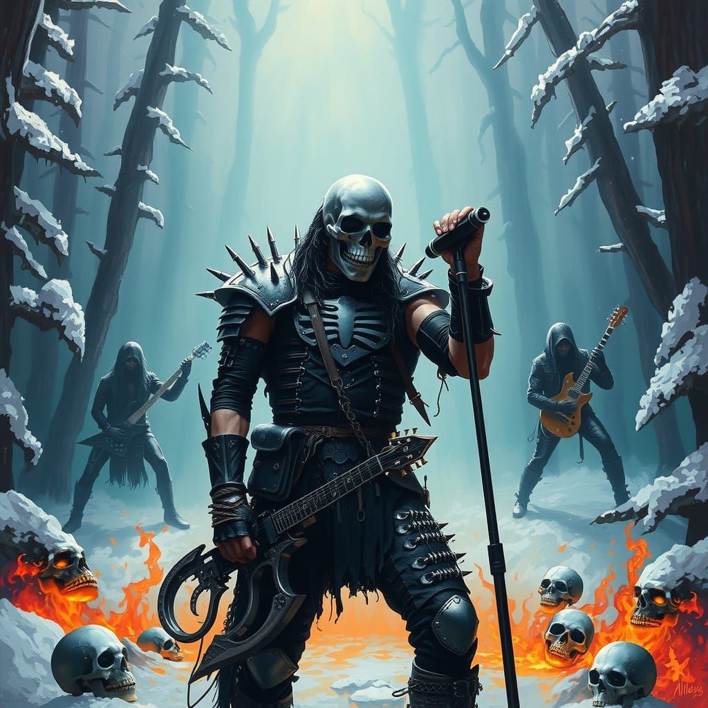 Cyberpunk Black Metal Warriors in a Norwegian Forest