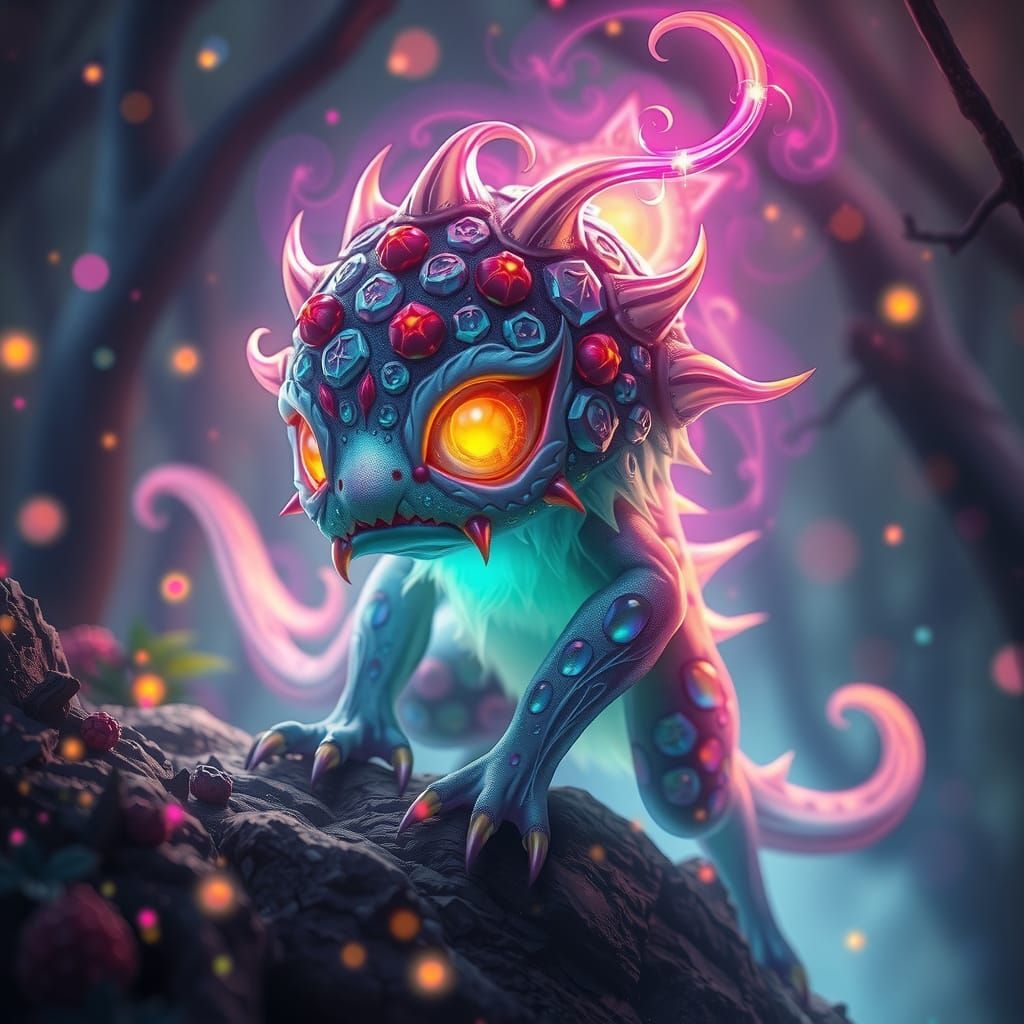 Whimsical Iridescent Forest Creature