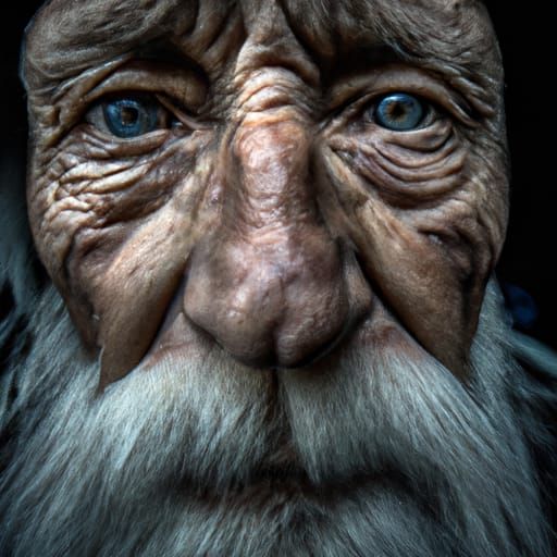 Intense Close-Up Portrait in Black and White