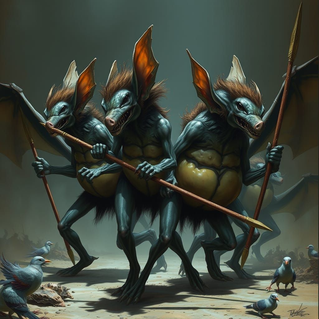 Furry Alien Primal Hunt in Frazetta-esque Illustration