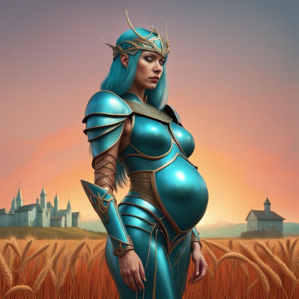 Ethereal Elven Queen in Surreal Orange Field