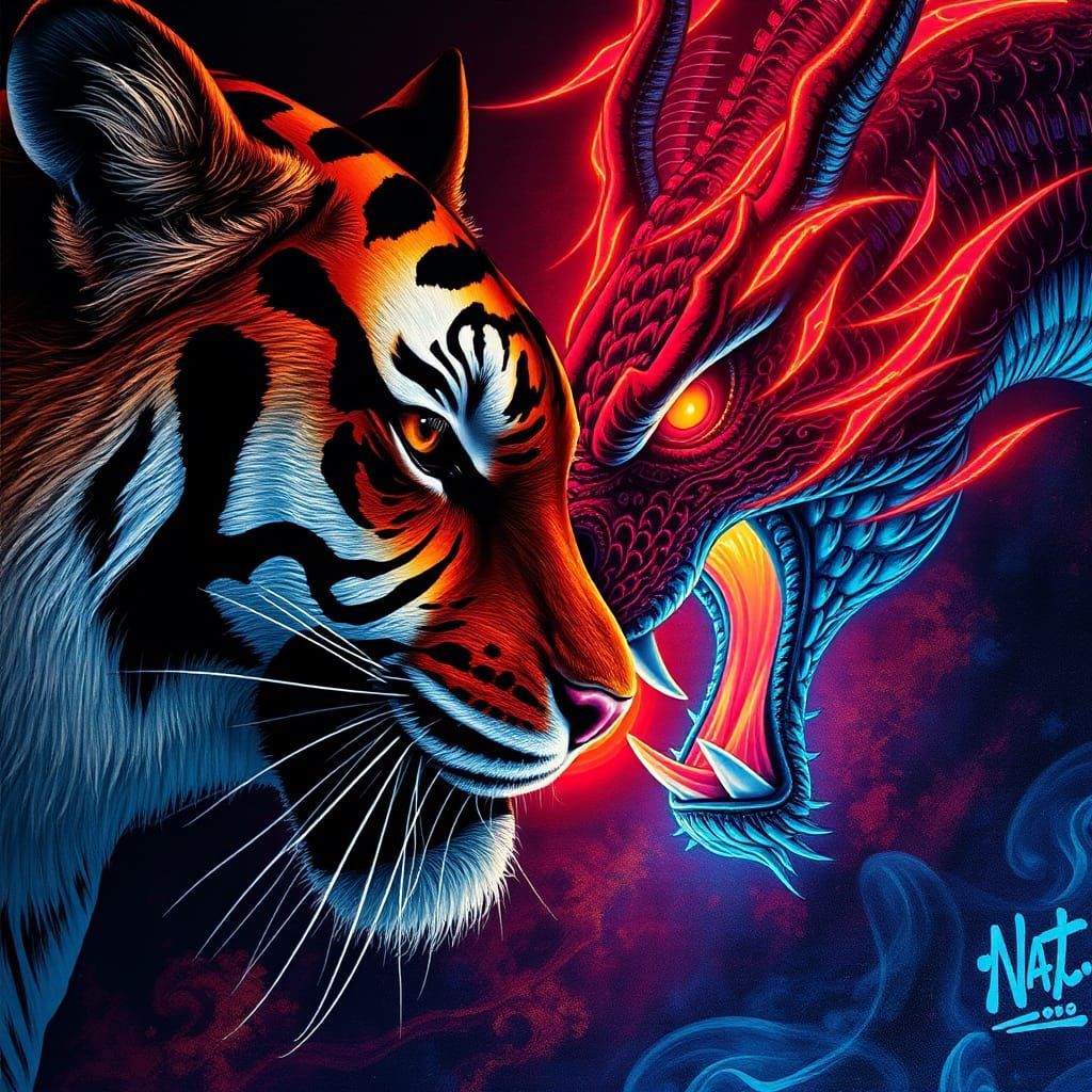 Hyperrealistic Graffiti Art: Eye of the Tiger-Dragon