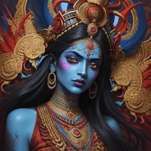 Goddess Kali in Abstract Expressive Art Style