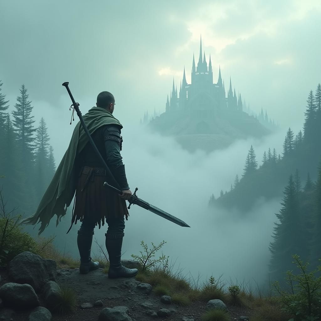 Mystical Warrior in Dreamlike Kingdom, Fantasy Art