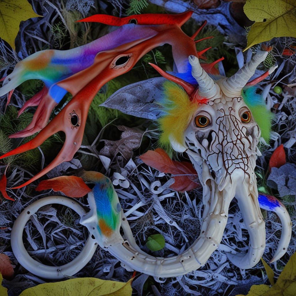 Mutated Animal in Dark Forest: Surreal Dark Fantasy Art