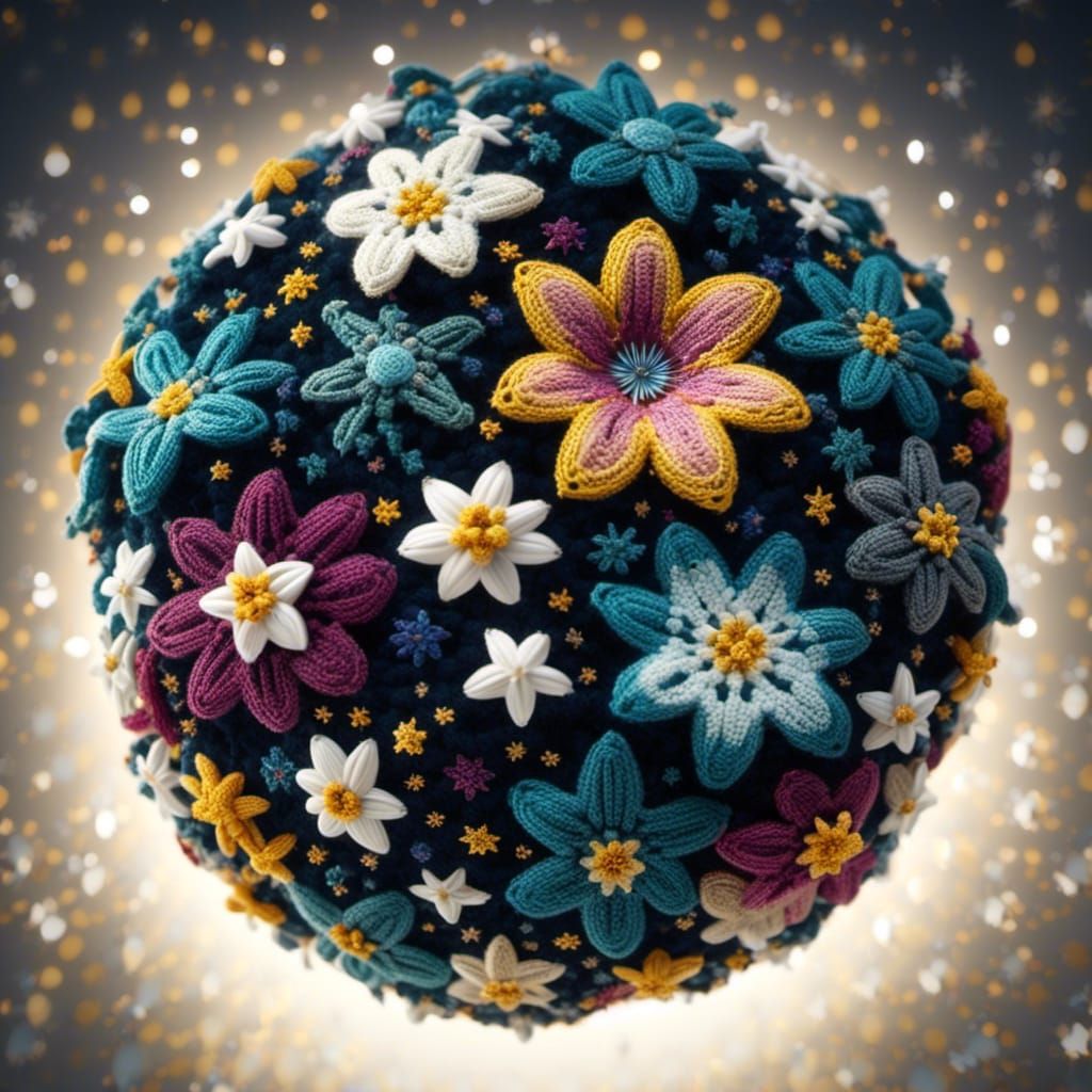 Single Lily with Stars in Decorative Style