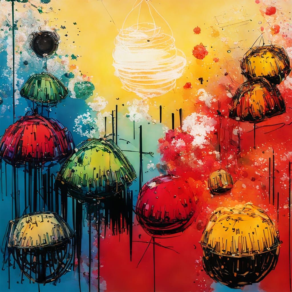 Colorful Spheres in Abstract Composition