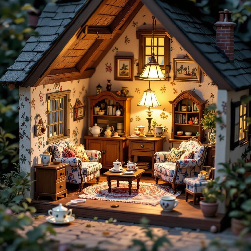 Miniature Pocket Room Diorama in Storybook Style