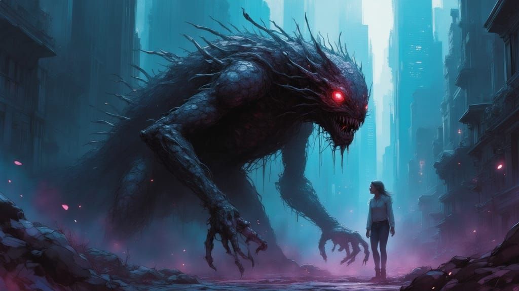 Grotesque Monster in Mystical Setting as Matte Painting