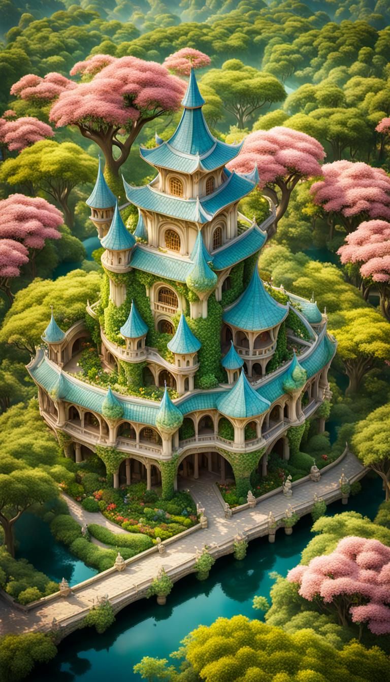 Fantasy Kingdom Tree-Palace in Aerial DSLR Photography