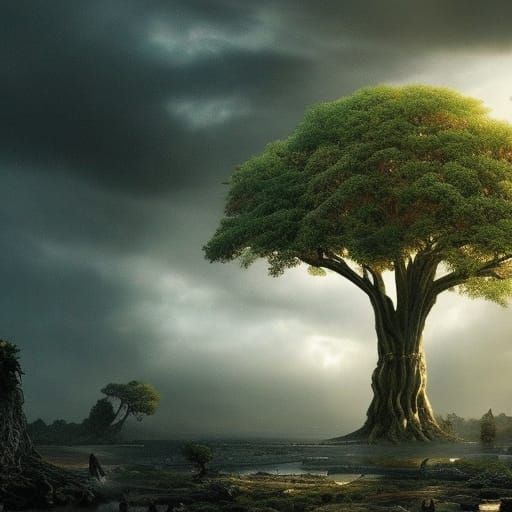 Epic Tree of Life Digital Matte Painting