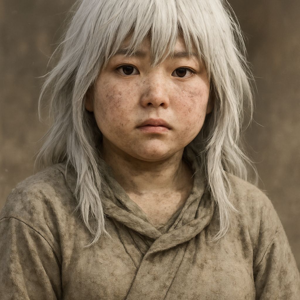 Anime Style Portrait of Woman with White Hair