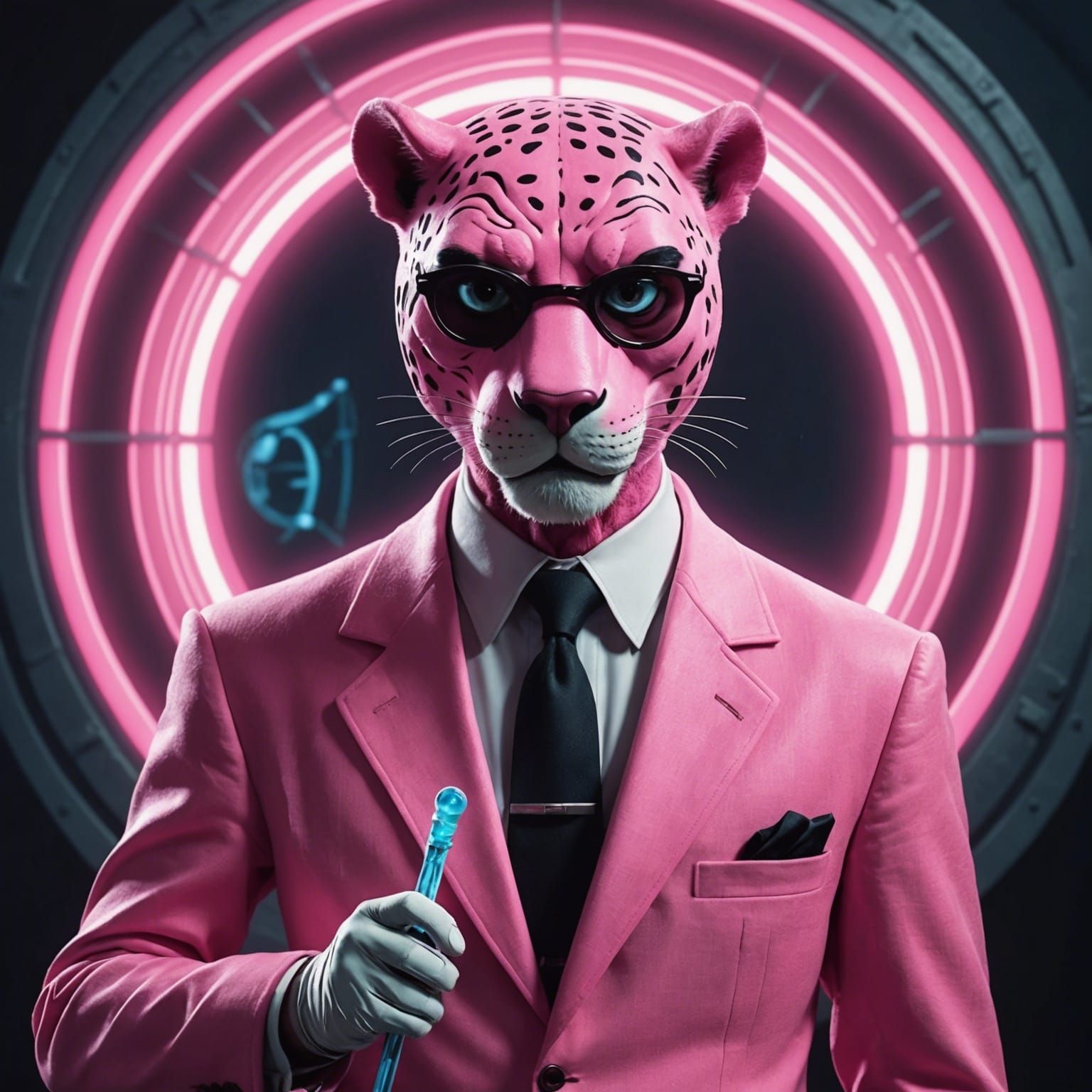 Pink Panther Creepypasta in Vintage Cartoon Style