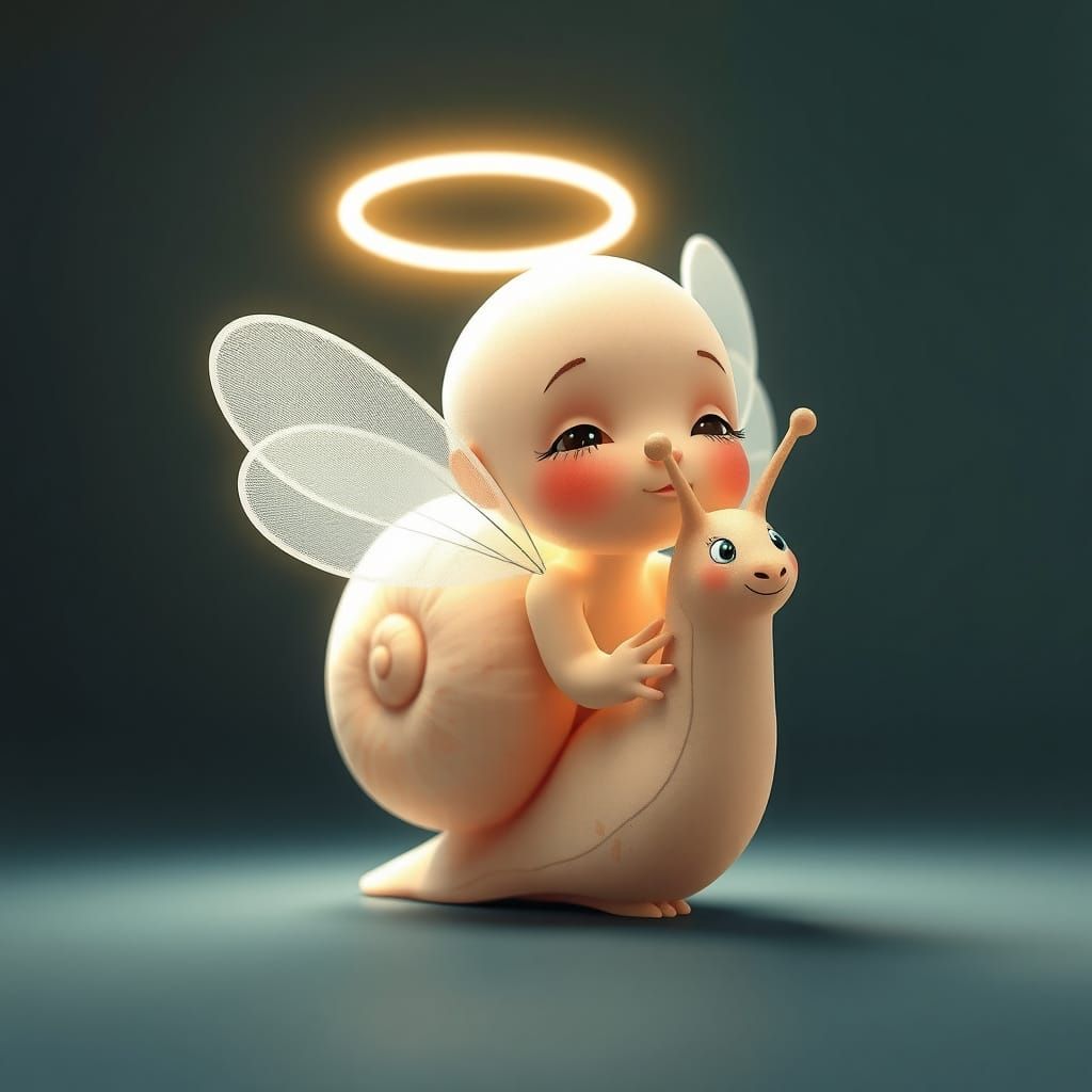 Whimsical 3D Anime Snail Angel in Disney-Inspired Realistic ...