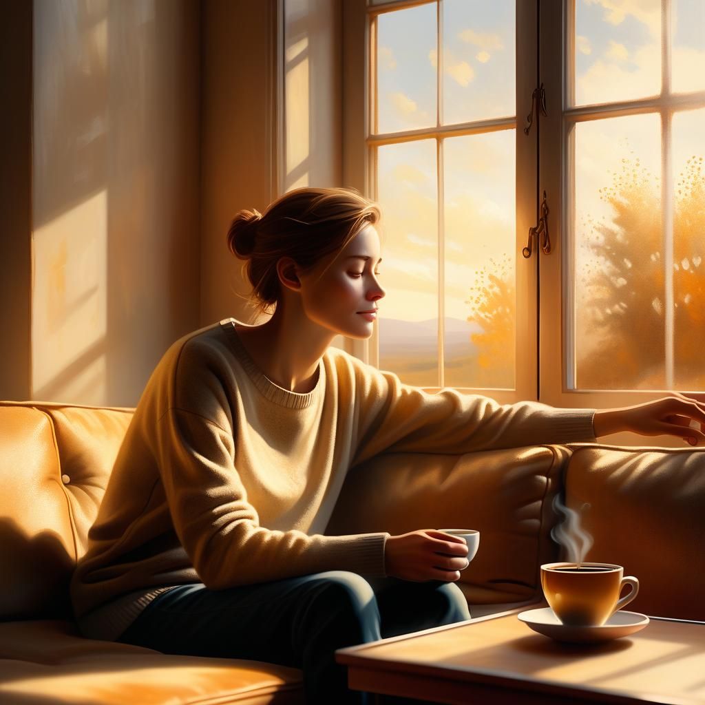 Person Contemplating Life: Photorealistic Digital Painting