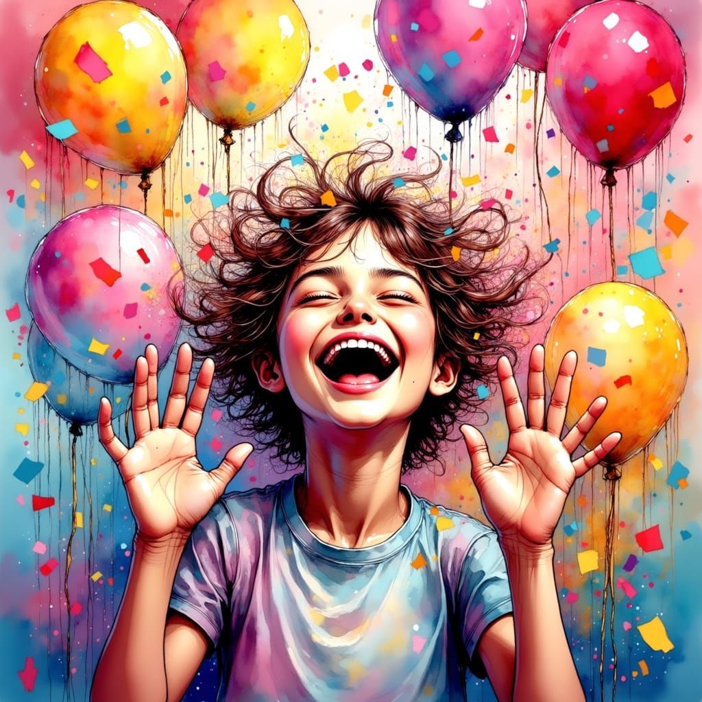 Joyful Celebration in Vibrant Digital Art