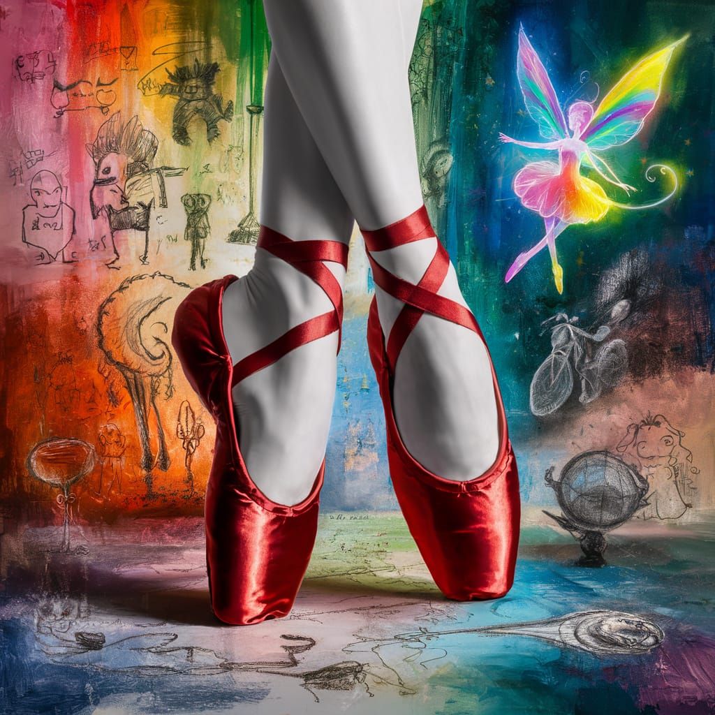 Cubist Ballet Shoes with Rainbow Fairy