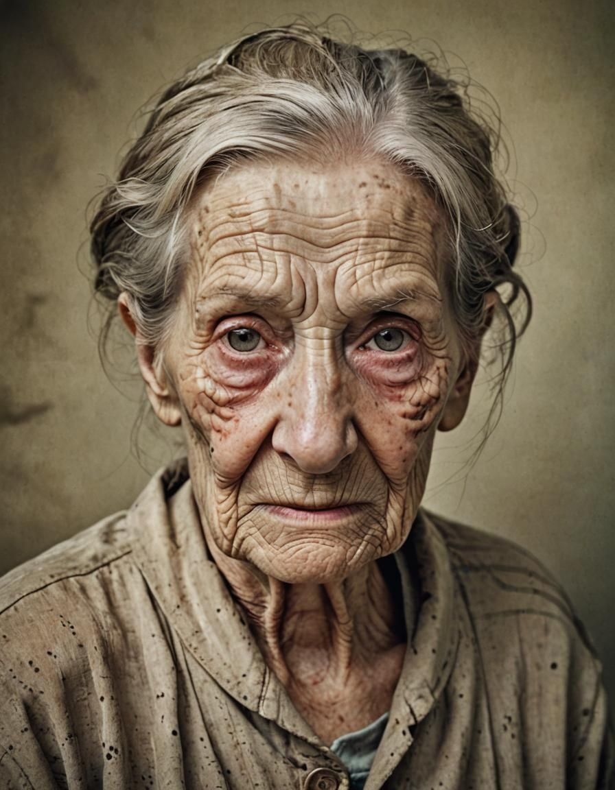 Portrait of a Very Old Woman with Wrinkles