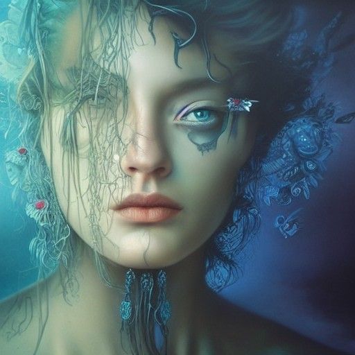 Sinister Wild Woman: Hyperdetailed Dark Fantasy Portrait