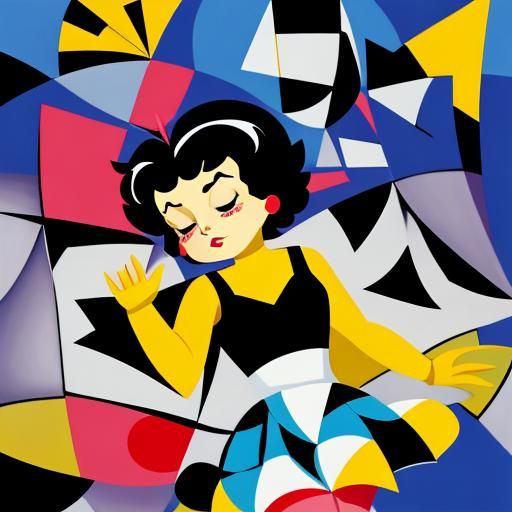 Betty Boop Sleeping in Abstract Cubism Style