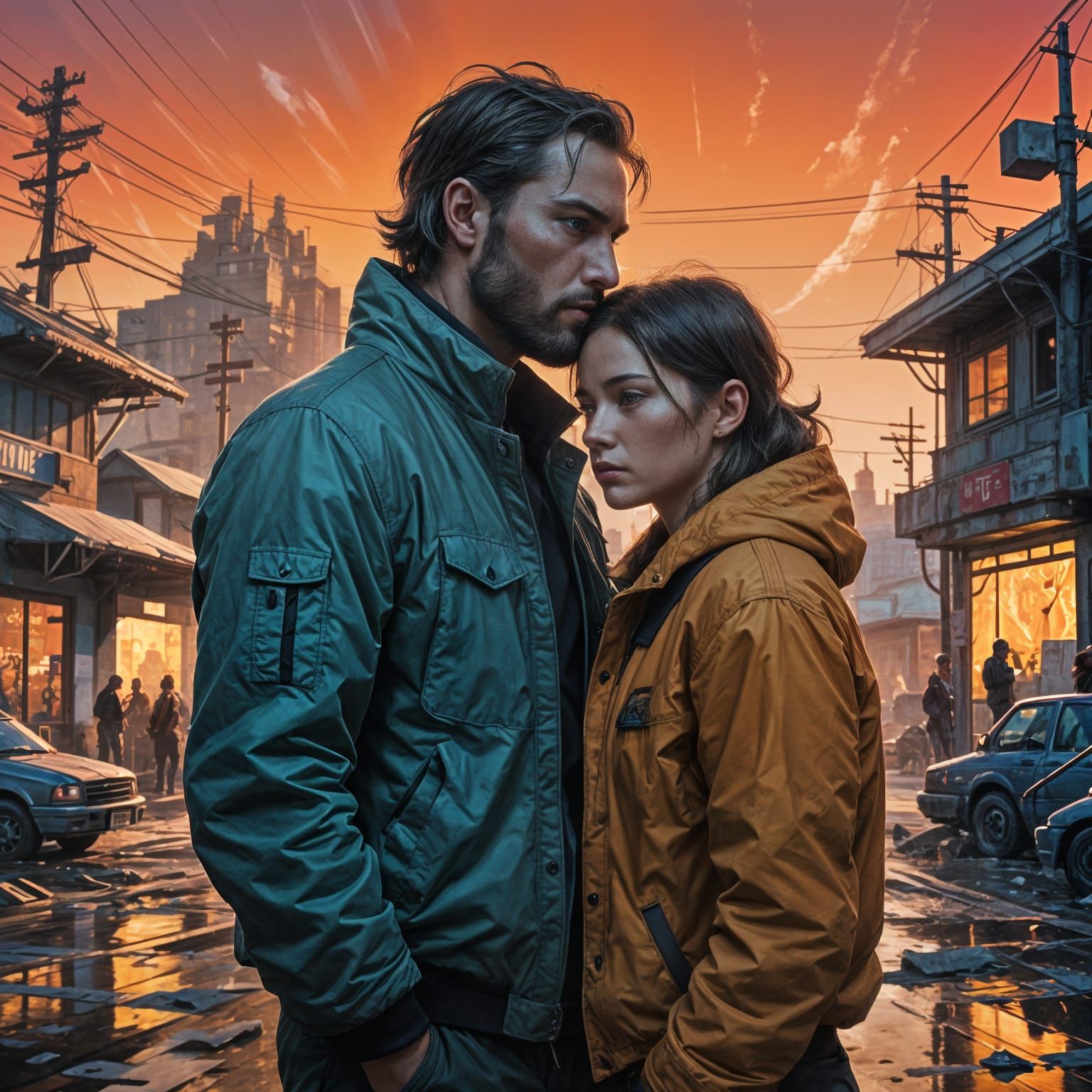 Ethereal Couple in Hyperrealistic Splash Art