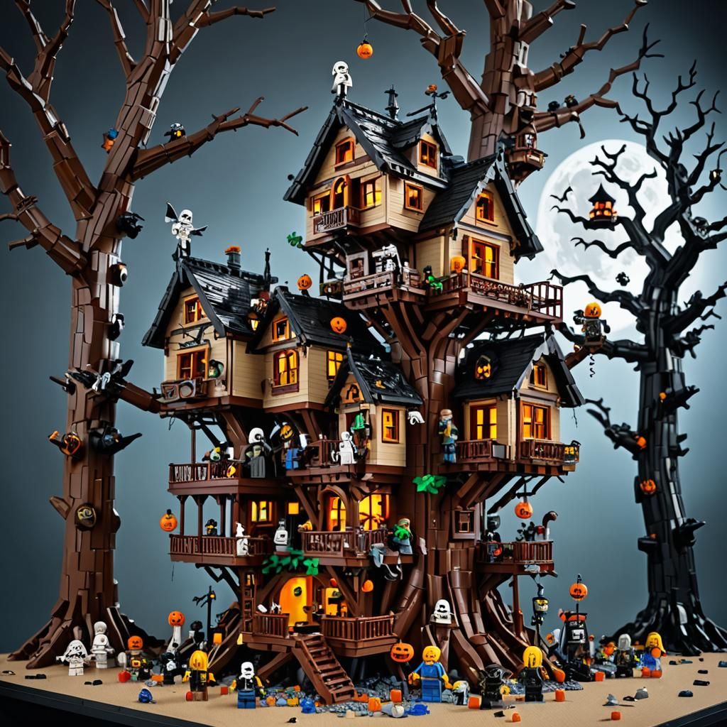 Lego Halloween Horror Treehouse with Movie Monsters