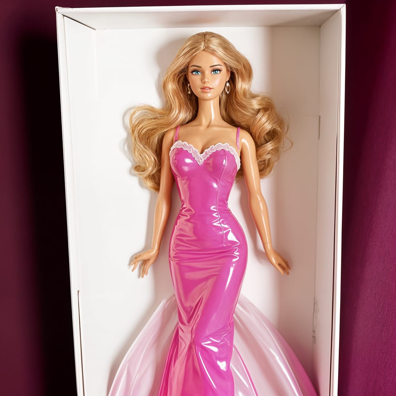 Real Woman Barbie in Box: Hyperrealistic Style