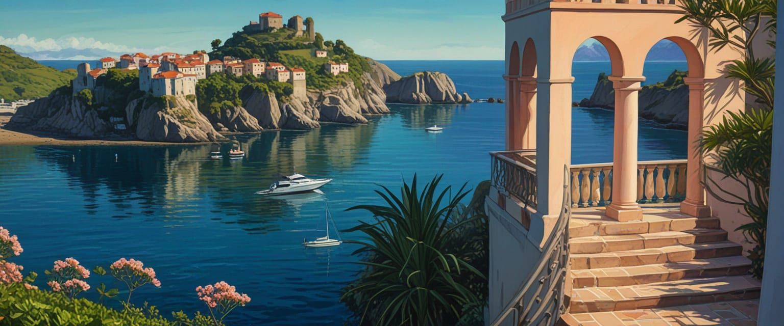 Seaside Passageways in Comic Book Style