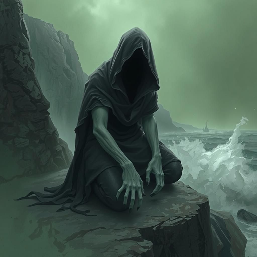Eerie Banshee on a Wave-Battered Coastline