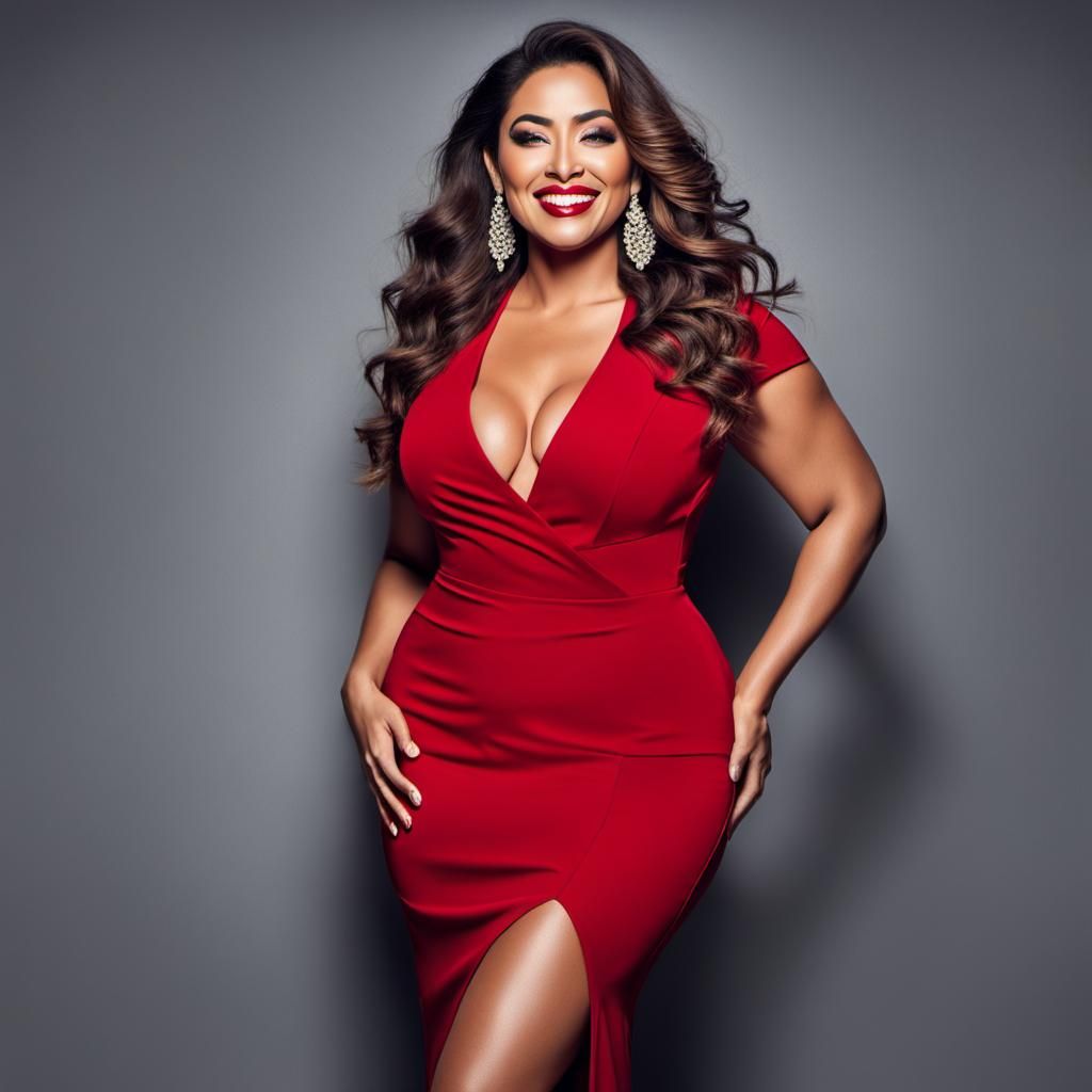 Captivating Portrait of a Latina Woman in Red