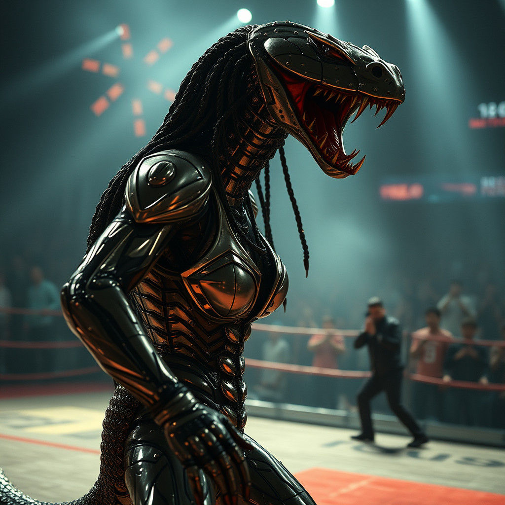 Futuristic Cyborg Snake Ready to Strike in Street Fighter