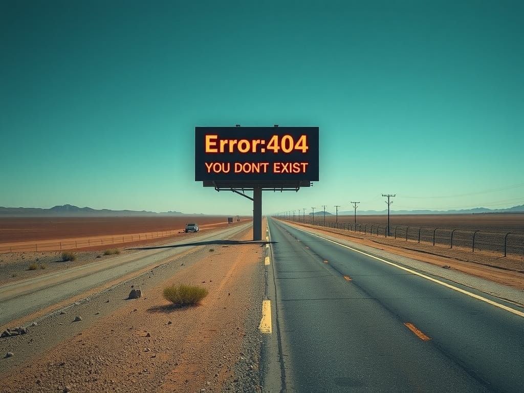 Retro-Futuristic Billboard in a Desolate Landscape