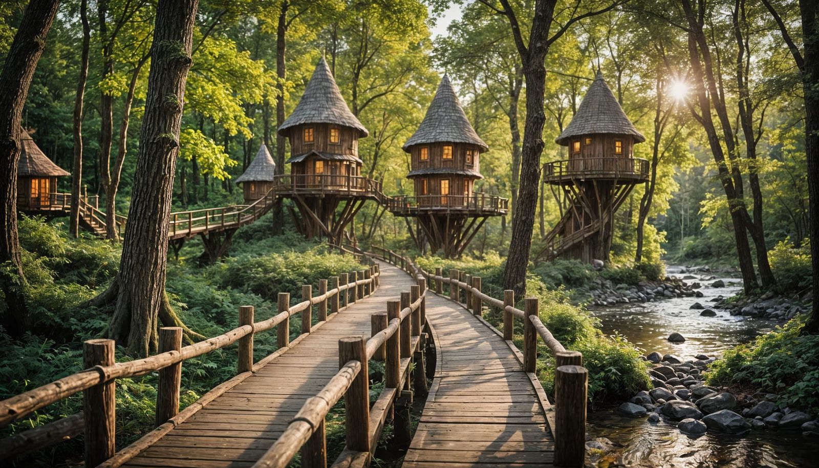 Whimsical Treehouses Amidst the Canopy