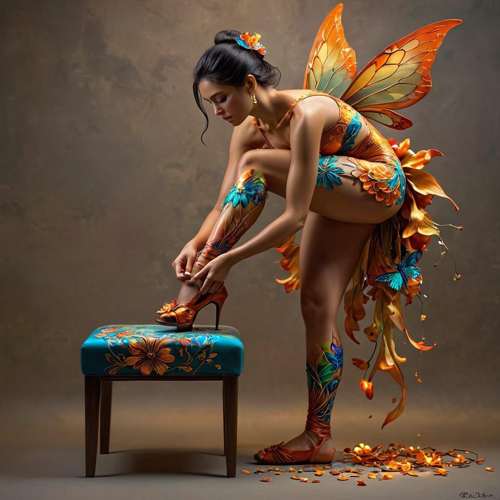 Fairy Tying Shoe in Botanical Garden, Vallejo Style