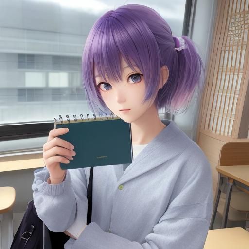 Moe Anime Teenager in School Setting with Vibrant Colors